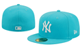New York Yankees 59FIFTY Hat with White Logo - Aqua Blue