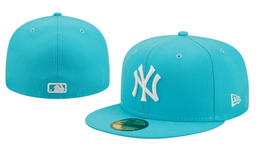 New York Yankees 59FIFTY Hat with White Logo - Aqua Blue